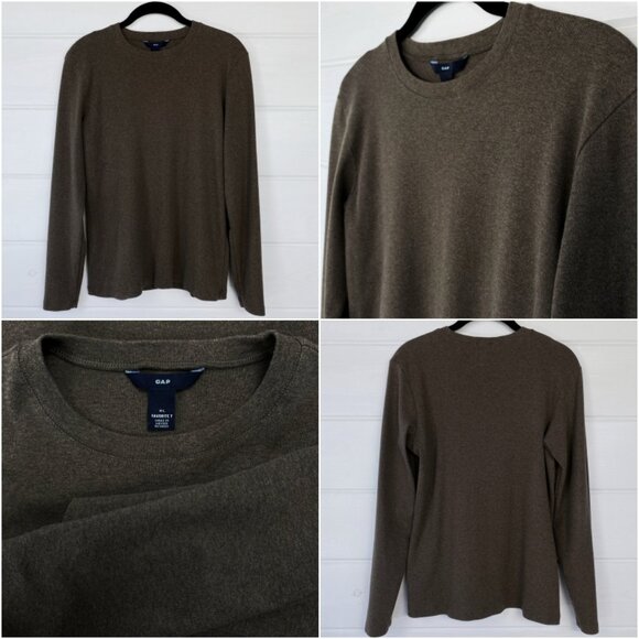 GAP Tops - GAP XL L M Favorite TEE Brown 100% Cotton SOFT Warm COZY Long Sleeve Heavyweight